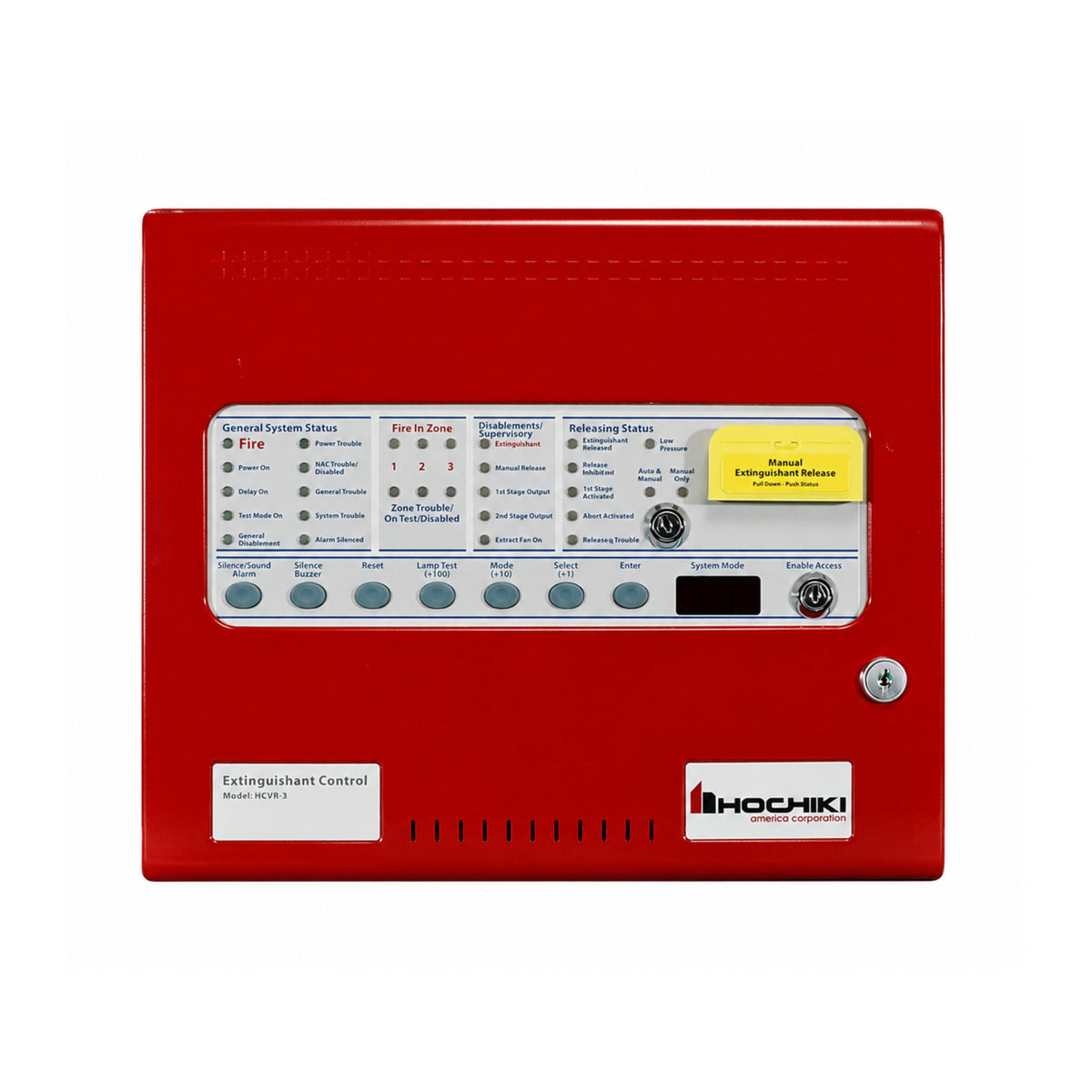 HCVR-3-R 3-Zone Releasing FACP, Red, 230V